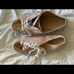 Pink and gold sparkle sneakers
